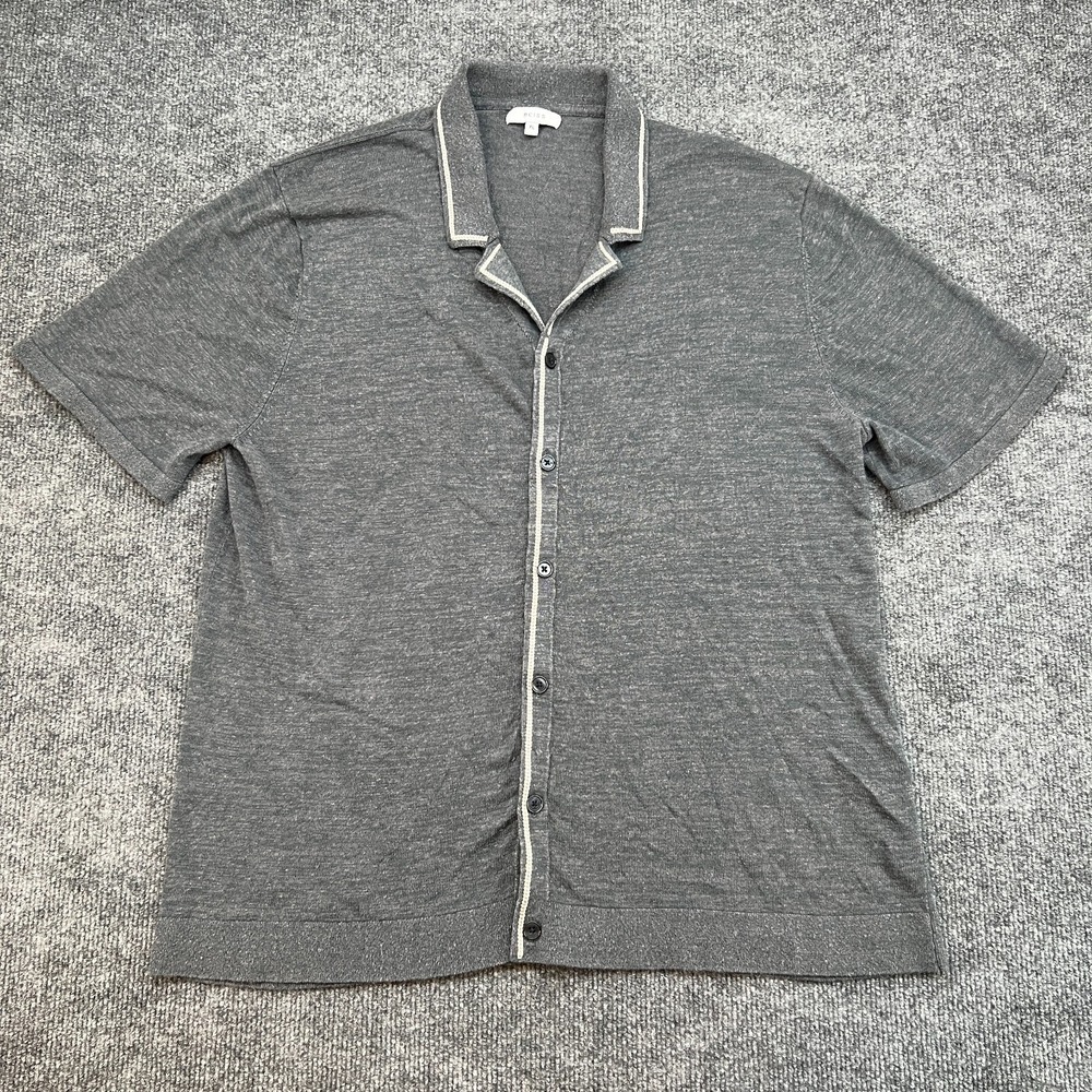 Reiss Shirt Mens XL (M) Gray Linen Blend Summer Beach Holiday Casual Regular
